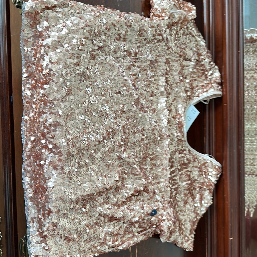 Abercrombie and Fitch Rose Gold Sequin Top NWT with Tie Back Size Small